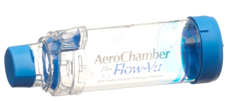 Aerochamber Plus Flow Vu Ohne Maske Blau Optimale Atemhilfe